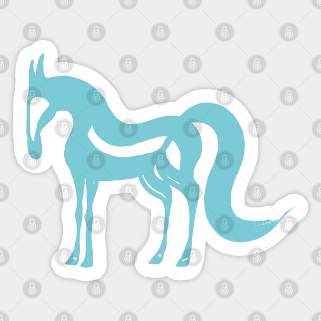 The Essence of a Horse (Cream and Blue) Sticker by illucalliart